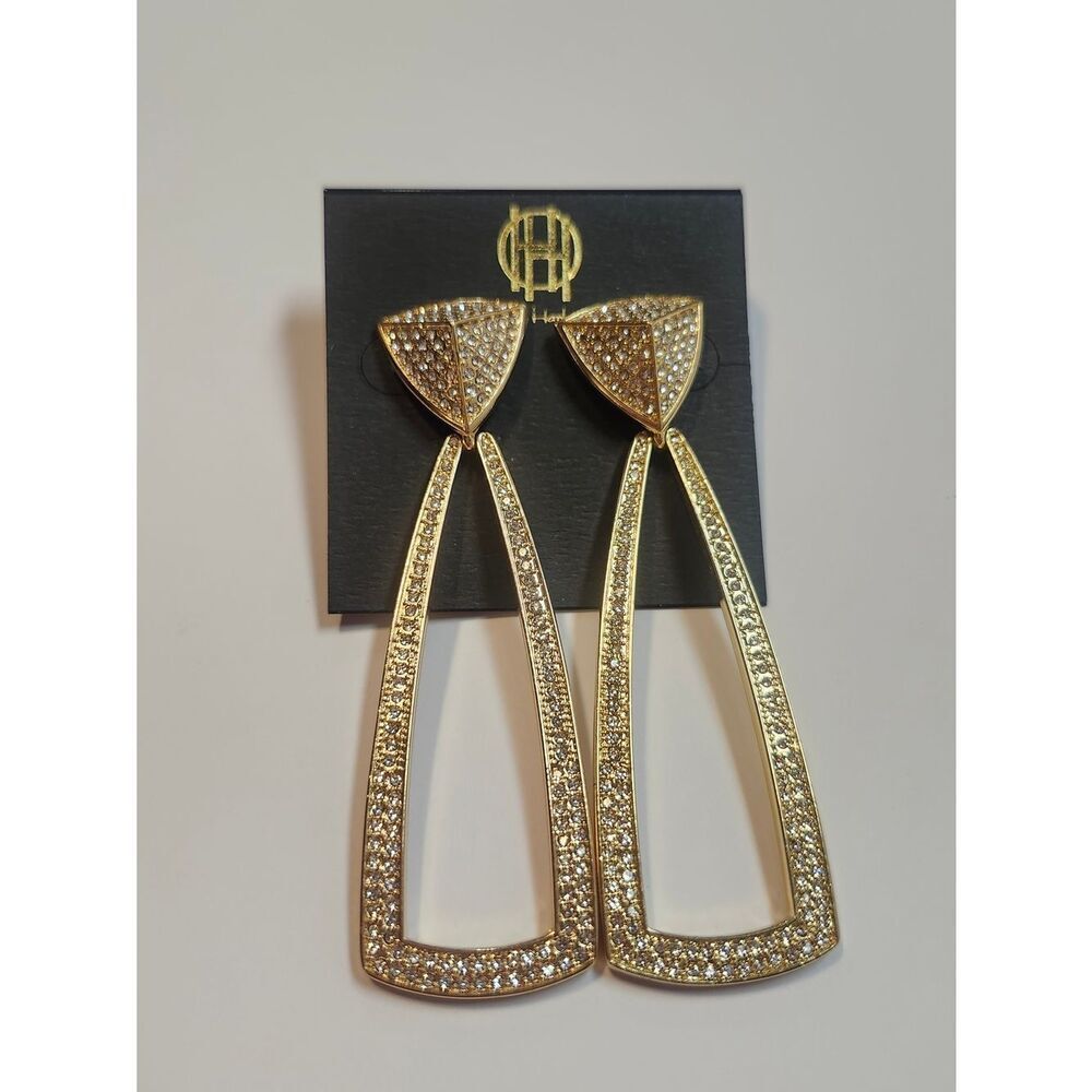 NWT House of Harlow 1960 Mesa Door Knocker Pave Earrings MSRP $115